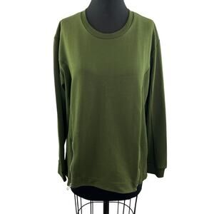 Universal Standard Green Sweatshirt Cotton Stretch Side Zipper Fleece Size S